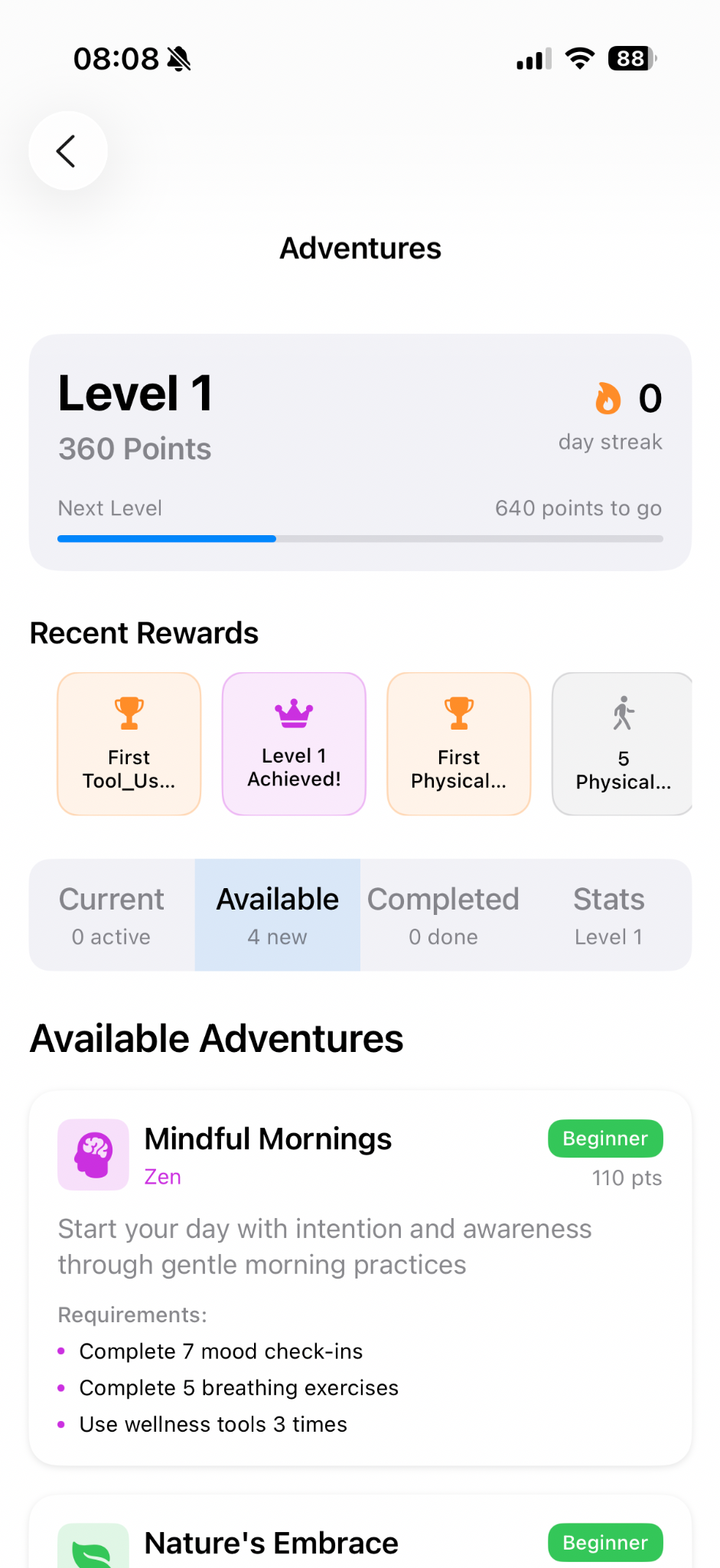 Adventures & Rewards — screenshot